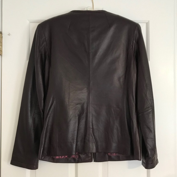 Dark Maroon Leather Jacket by Couture by J. Park - Picture 2 of 4